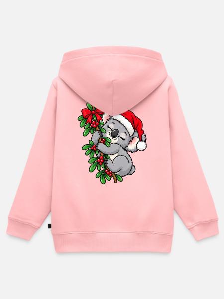 Weihnachten Koala Mistelzweig Geschenkidee - Kinder Premium Organic Zip Hoodie - Rosa