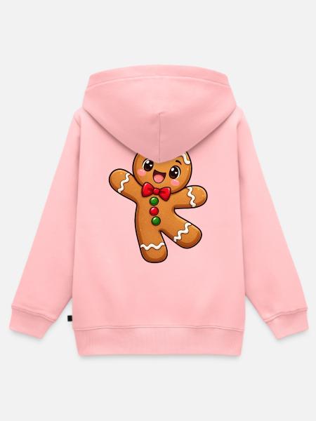 Lebkuchenmann Kawaii Style - Kinder Premium Organic Zip Hoodie - Rosa
