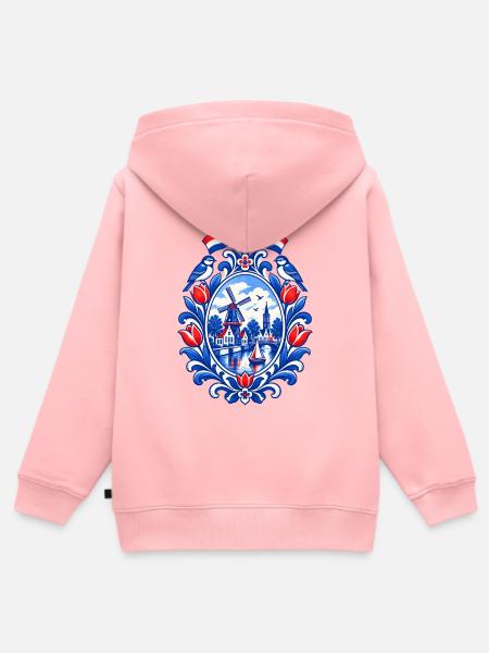 Niederlande | Tulpen, Windmühle & Kanal - Kinder Premium Organic Zip Hoodie - Rosa