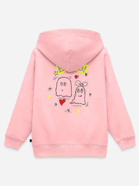 Geisterduo-Doodle - Kinder Premium Organic Zip Hoodie - Rosa
