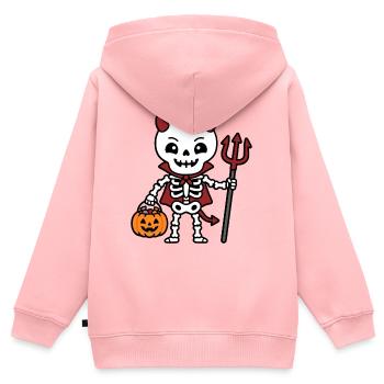 Teufelsskelett Halloween Kürbis Gruseliger Horror-Gif - Kinder Premium Organic Zip Hoodie - Rosa - Hinten - AI Model Kid Female (0cm)