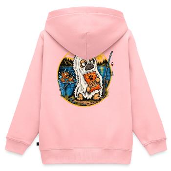 Halloween Mops im Lakenkostüm mit Leckerlis am - Kinder Premium Organic Zip Hoodie - Rosa - Hinten - AI Model Kid Female (0cm)