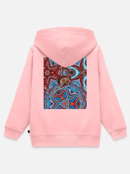 Eichhoernchen-Kaleidoskop-Hintergrund_2 mit Adler - Kinder Premium Organic Zip Hoodie - Rosa