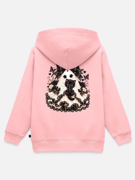 Glamouröse Braut mit schwarzem Kater - Kinder Premium Organic Zip Hoodie - Rosa