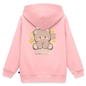 EVERYONE loves YOU - Kinder Premium Organic Zip Hoodie - Rosa - Hinten - AI Model Kid Female (0cm)