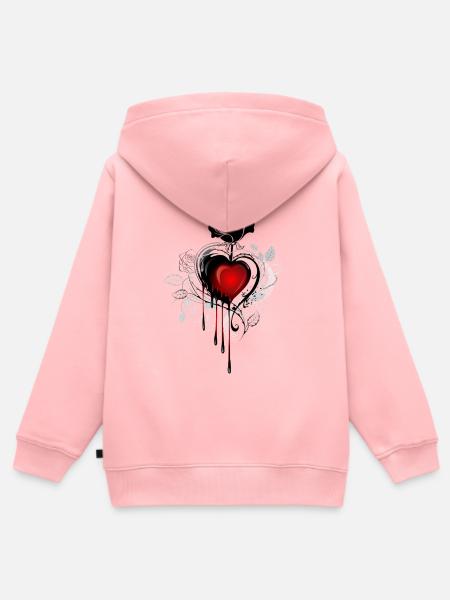Gothic Goth Okkult Skullmystic Blumen - Kinder Premium Organic Zip Hoodie - Rosa