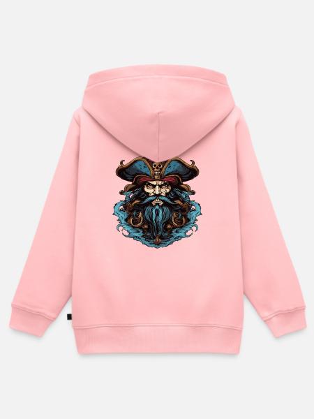 Pirat mit Dreispitz und Bart - Kinder Premium Organic Zip Hoodie - Rosa