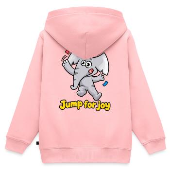 Jump for Joy Elefant Charlie Cartoon - Kinder Premium Organic Zip Hoodie - Rosa - Hinten - AI Model Kid Female (0cm)