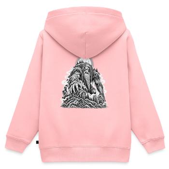 Düsterer Waldtroll im Mondschein - Kinder Premium Organic Zip Hoodie - Rosa - Hinten - AI Model Kid Female (0cm)