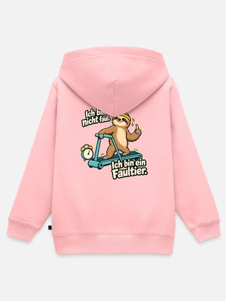 Faultier Spruch: Ich bin nicht faul - Kinder Premium Organic Zip Hoodie - Rosa
