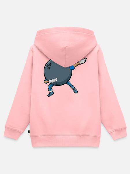Bowling Dab Comic - Kinder Premium Organic Zip Hoodie - Rosa