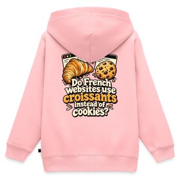 Croissants statt Cookies Parodie - Kinder Premium Organic Zip Hoodie - Rosa - Hinten - AI Model Kid Female (0cm)