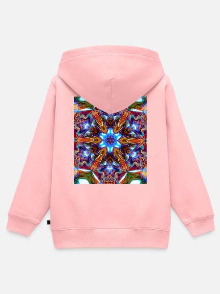 Bunter kaleidoskopische Mandala - Kinder Premium Organic Zip Hoodie - Rosa