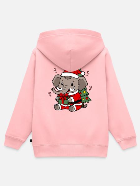 Süßes Kawaii-Mammut-Weihnachtsbaumgeschenk - Kinder Premium Organic Zip Hoodie - Rosa