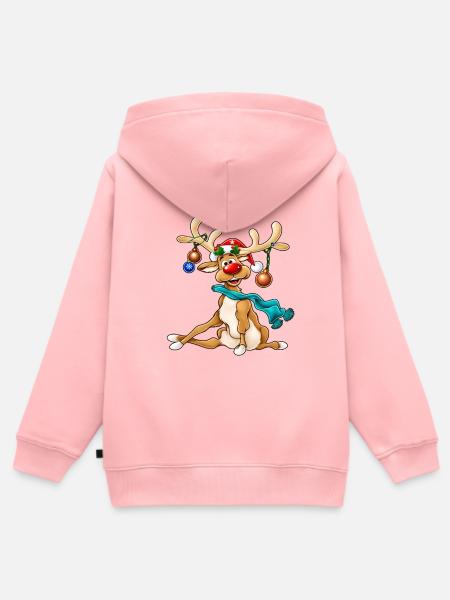 Rudolph Rentier mit Schal Weihnachtsdesign - Kinder Premium Organic Zip Hoodie - Rosa