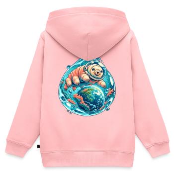 Kleine Tardigrade Kosmische Reise - Kinder Premium Organic Zip Hoodie - Rosa - Hinten - AI Model Kid Female (0cm)