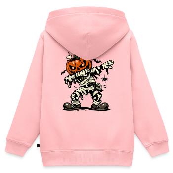 Dabbing Halloween Kürbis Mumien Kostüm - Kinder Premium Organic Zip Hoodie - Rosa - Hinten - AI Model Kid Female (0cm)
