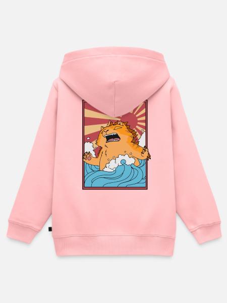 Catzilla Monsterkatze - Kinder Premium Organic Zip Hoodie - Rosa