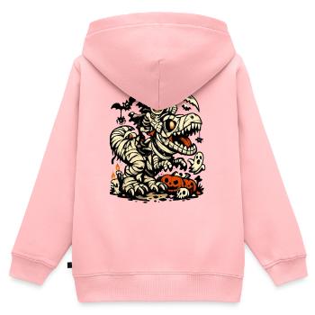Skelett reitet Dinosaurier Halloween Kostüm Kinder - Kinder Premium Organic Zip Hoodie - Rosa - Hinten - AI Model Kid Female (0cm)