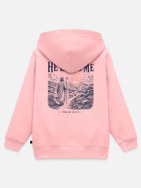 Psalm 23 Hirten-christliches Design - Kinder Premium Organic Zip Hoodie - Rosa