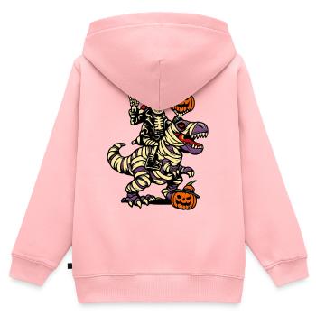 Skelett reitet Dino Halloween Kostüm Dinosaurier - Kinder Premium Organic Zip Hoodie - Rosa - Hinten - AI Model Kid Female (0cm)