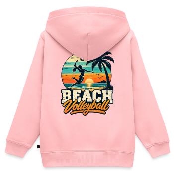 Beachvolleyball Sunset – Retro Beach Vibes - Kinder Premium Organic Zip Hoodie - Rosa - Hinten - AI Model Kid Female (0cm)