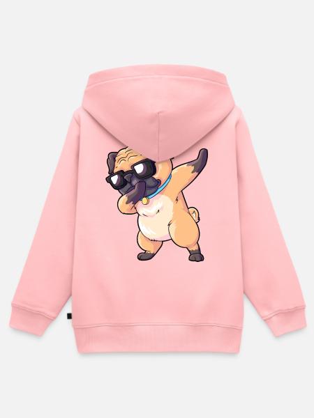 Mops Dab - Kinder Premium Organic Zip Hoodie - Rosa
