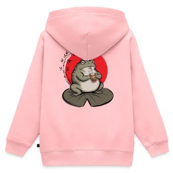Kröte trinkt Bubble Tea Tuschezeichnung - Kinder Premium Organic Zip Hoodie - Rosa - Hinten - AI Model Kid Female (0cm)