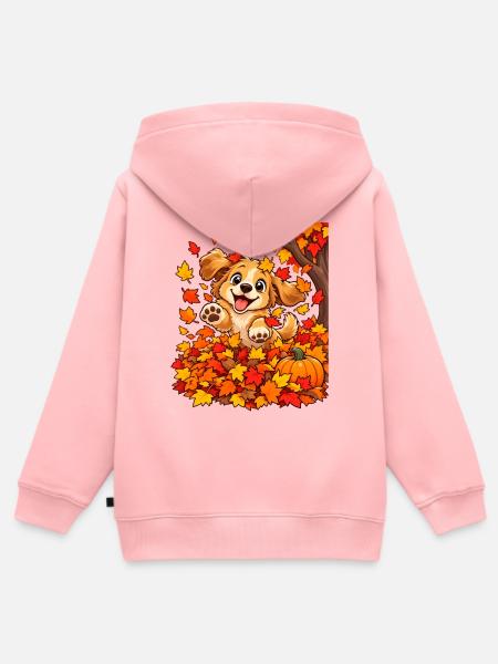Herbsthund im Laubzauber - Kinder Premium Organic Zip Hoodie - Rosa