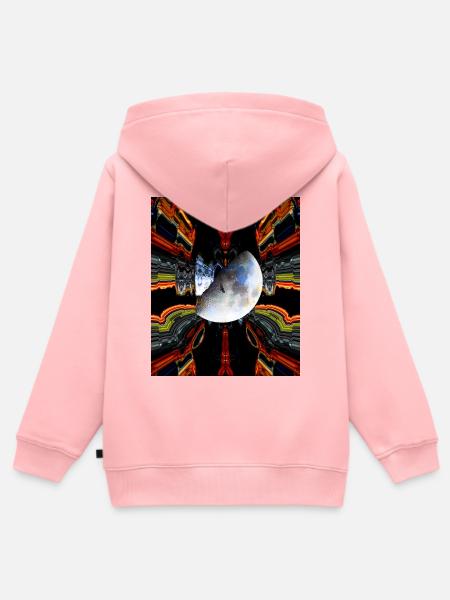 Mond im Neon Muster Design - Kinder Premium Organic Zip Hoodie - Rosa
