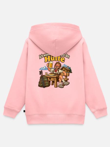 Wanderspruch Hüttenabend Berghütte Hüttengänger - Kinder Premium Organic Zip Hoodie - Rosa