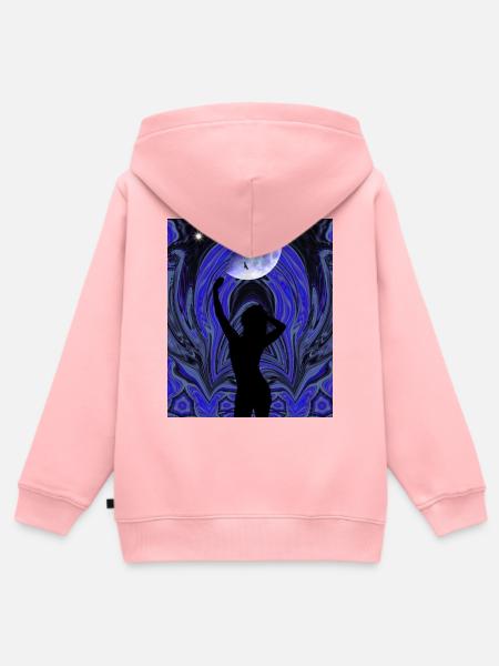Mondtanz im psychedelischen Wirbel - Kinder Premium Organic Zip Hoodie - Rosa