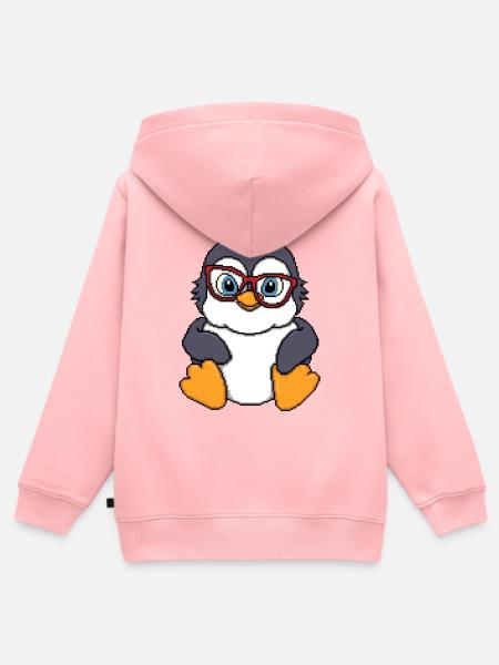 Schiefer Schatten-Pinguin - Kinder Premium Organic Zip Hoodie - Rosa