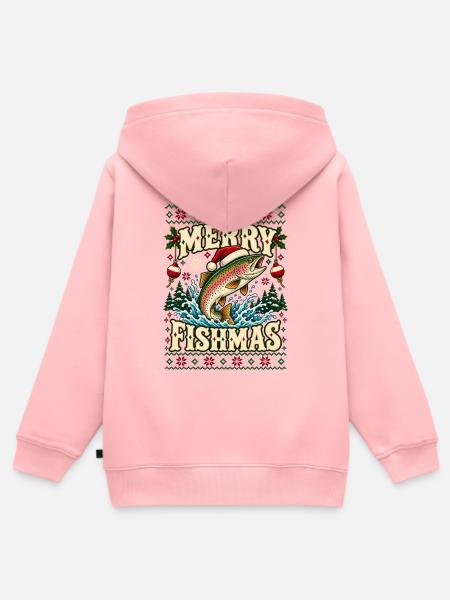 Merry Fishmas Fishing Christmas - Kinder Premium Organic Zip Hoodie - Rosa