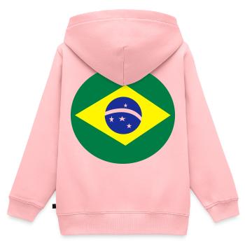 Brésil - Sweat Premium à capuche zippé enfant bio - rose - Dos - AI Model Kid Female (0cm)