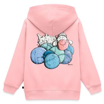Schaf auf Wolle - Kinder Premium Organic Zip Hoodie - Rosa - Hinten - AI Model Kid Female (0cm)