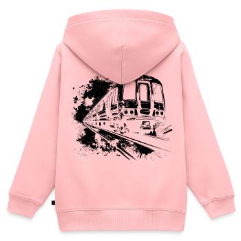 Zug Farbkleckse - Kinder Premium Organic Zip Hoodie - Rosa - Hinten - AI Model Kid Female (0cm)
