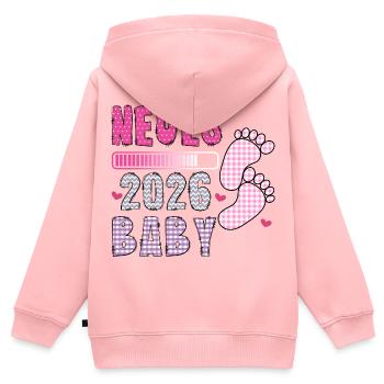 Werdende Mutter NEUES BABY 2026 Lustiges - Kinder Premium Organic Zip Hoodie - Rosa - Hinten - AI Model Kid Female (0cm)