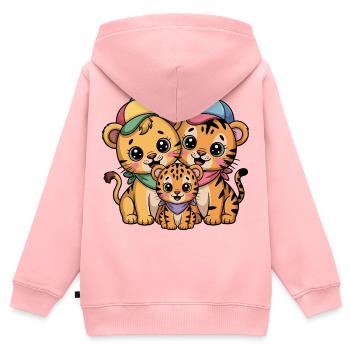Süße Löwe Tiger Leopard Freunde - Kinder Premium Organic Zip Hoodie - Rosa - Hinten - AI Model Kid Female (0cm)