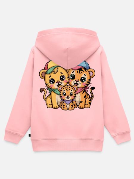 Süße Löwe Tiger Leopard Freunde - Kinder Premium Organic Zip Hoodie - Rosa