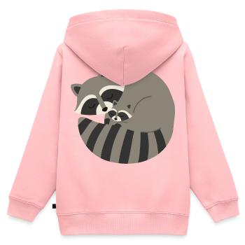 Kuschelfamilie Raccoon im Schlaf - Kinder Premium Organic Zip Hoodie - Rosa - Hinten - AI Model Kid Female (0cm)