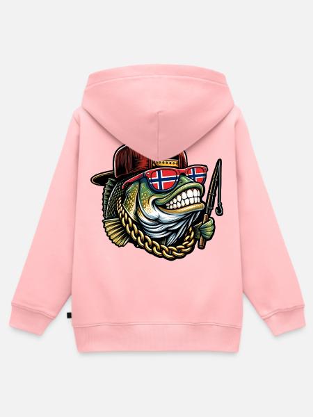 Norwegen Angeln Angeltour - Kinder Premium Organic Zip Hoodie - Rosa