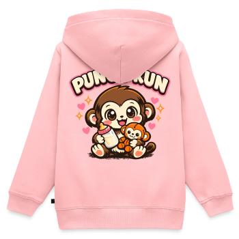 Affe Punch - Kawaii - Kinder Premium Organic Zip Hoodie - Rosa - Hinten - AI Model Kid Female (0cm)