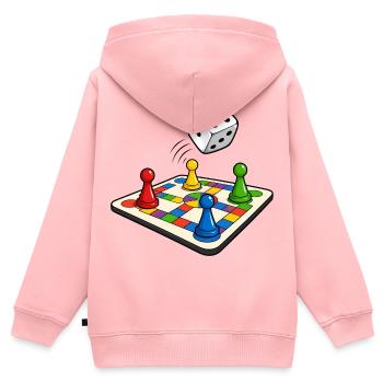 Happy Board and Cube - Sweat Premium à capuche zippé enfant bio - rose - Dos - AI Model Kid Female (0cm)