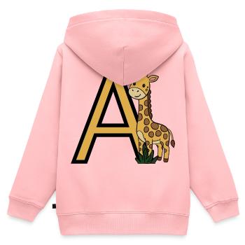 Giraffe mit Buchstabe A - Kinder Premium Organic Zip Hoodie - Rosa - Hinten - AI Model Kid Female (0cm)