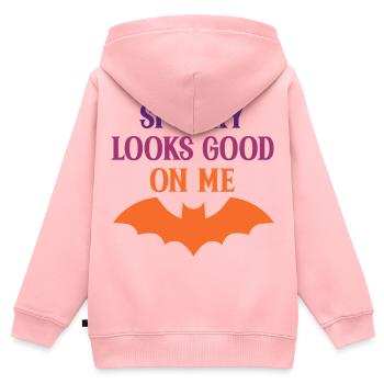 Spooky steht mir gut am Bat-Tee - Kinder Premium Organic Zip Hoodie - Rosa - Hinten - AI Model Kid Female (0cm)
