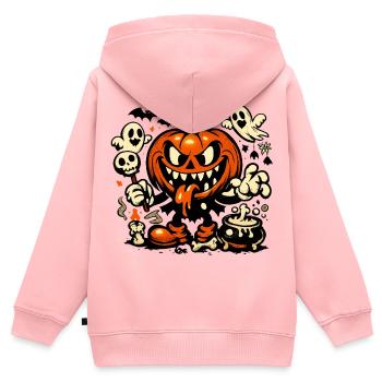 Gruseliger Kürbis Geist Fledermaus Kostüm - Kinder Premium Organic Zip Hoodie - Rosa - Hinten - AI Model Kid Female (0cm)