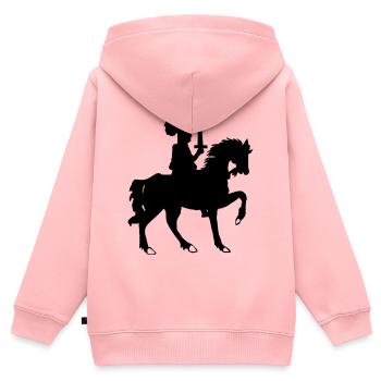 Chevalier avec épée et cheval - Sweat Premium à capuche zippé enfant bio - rose - Dos - AI Model Kid Female (0cm)