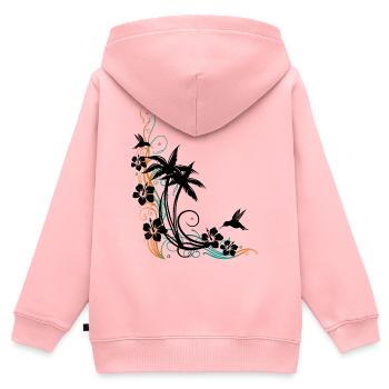 Palmen Hibiskus Kolibri Sommer - Kinder Premium Organic Zip Hoodie - Rosa - Hinten - AI Model Kid Female (0cm)