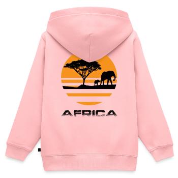 Afrique - Sweat Premium à capuche zippé enfant bio - rose - Dos - AI Model Kid Female (0cm)